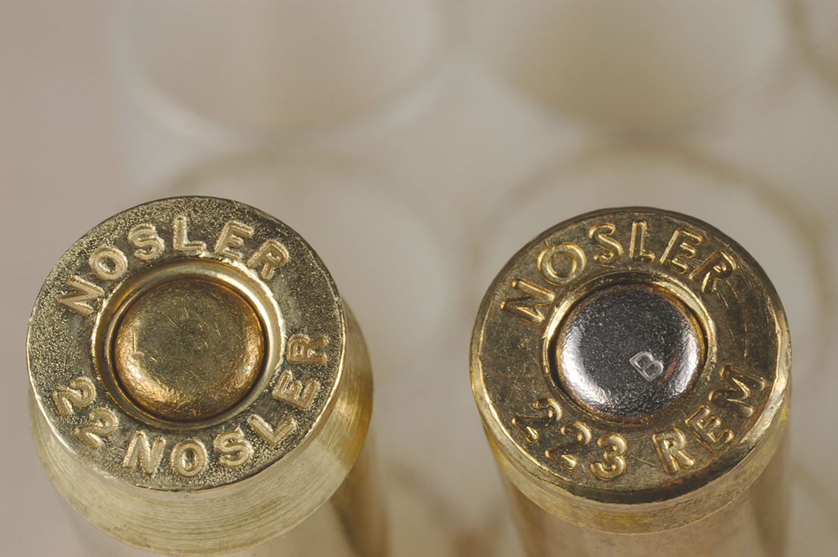 The 22 Nosler has a rebated rim that is the same size as the 223 Remington case.
